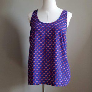 Pleione sleeveless top blue with geo pattern XS